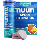 Nuun paquete frontal Tropical mostrando tubo compacto y conveniencia para hidratación