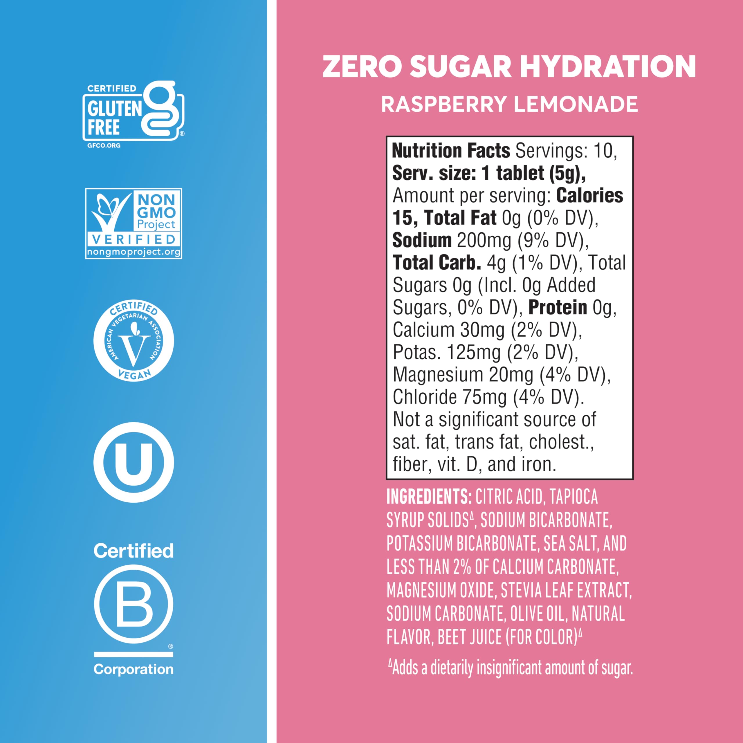 Nuun etiqueta con lista de electrolitos y beneficios claros