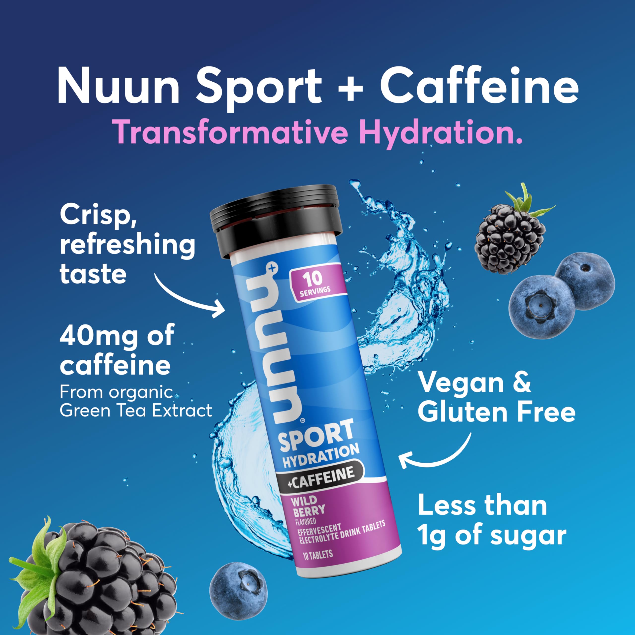 Nuun pastilla efervescente de cerca mostrando textura y disolución rápida