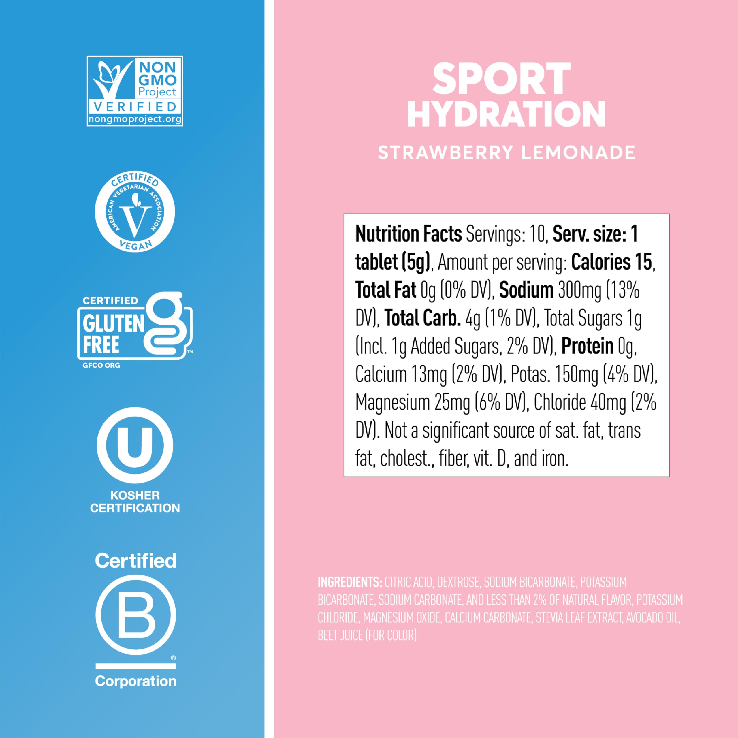Botella con tableta Nuun Strawberry Lemonade en mano mostrando uso fácil durante actividad