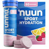 Nuun tubo Strawberry Lemonade al frente mostrando el envase portátil y su conveniencia