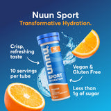 Nuun tableta de cerca destacando textura efervescente y disolución fácil