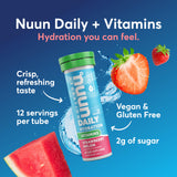 Nuun tableta efervescente en primer plano mostrando textura y disolución rápida