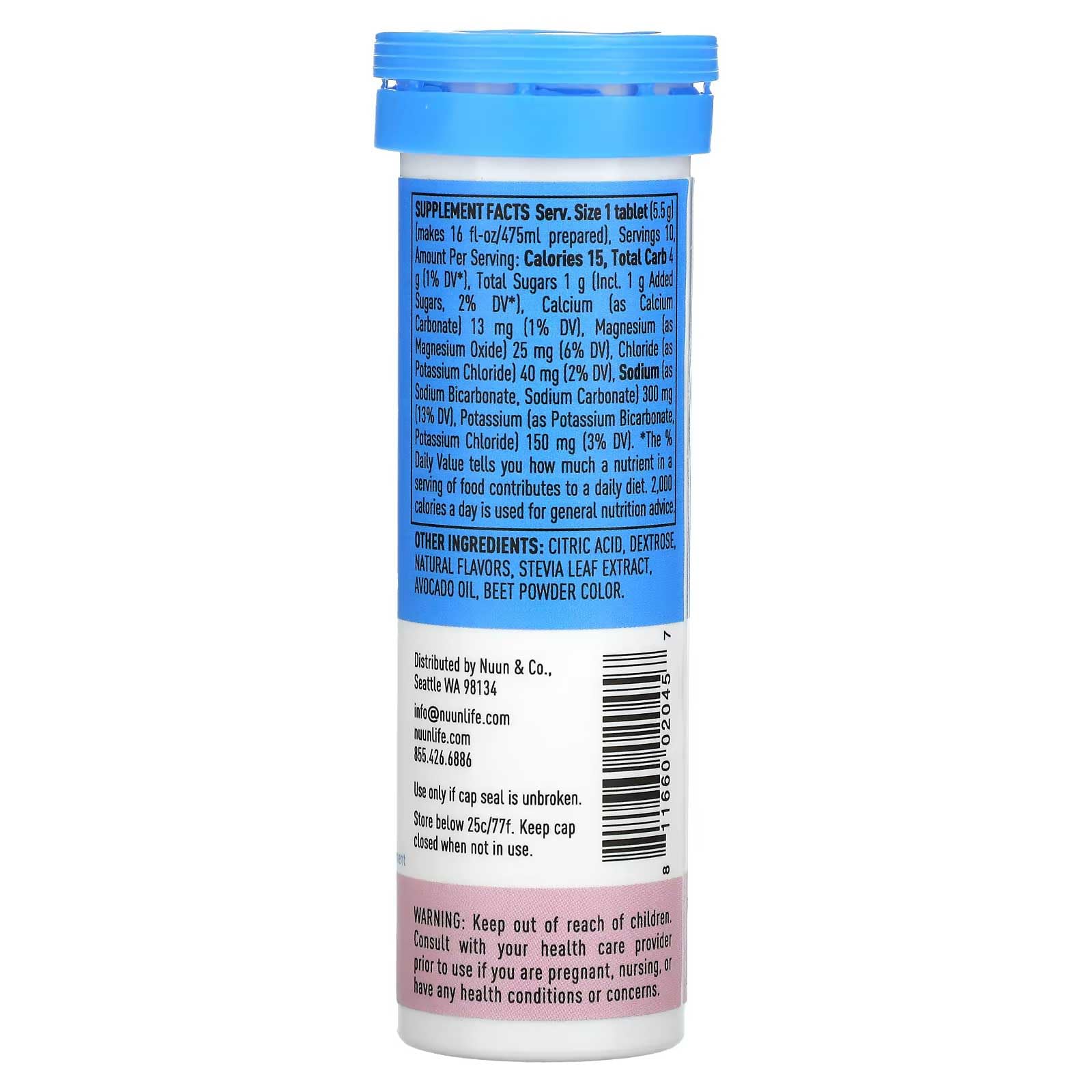 Nuun tableta disolviéndose en agua, hidratación rápida y refrescante