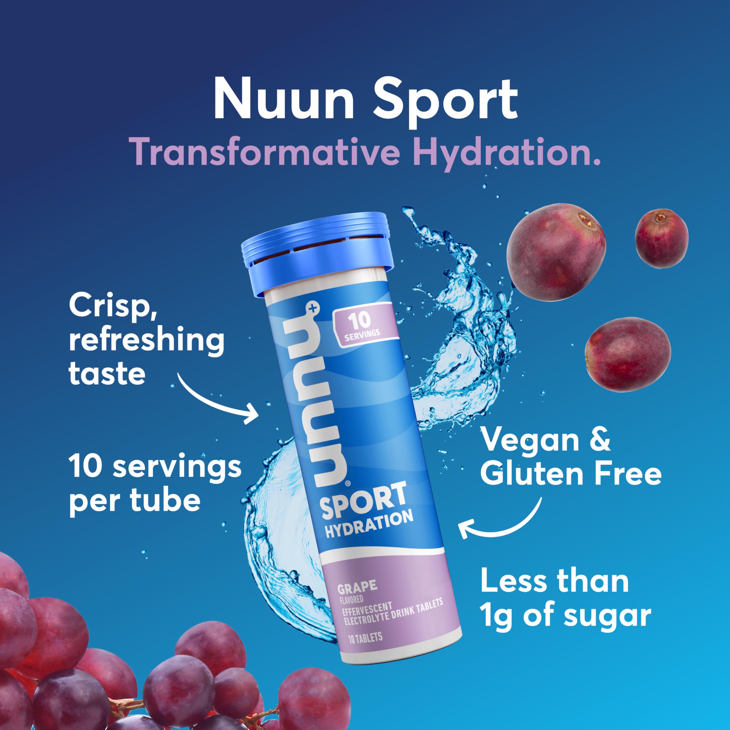 Nuun tableta efervescente disolviéndose, clara visual de textura