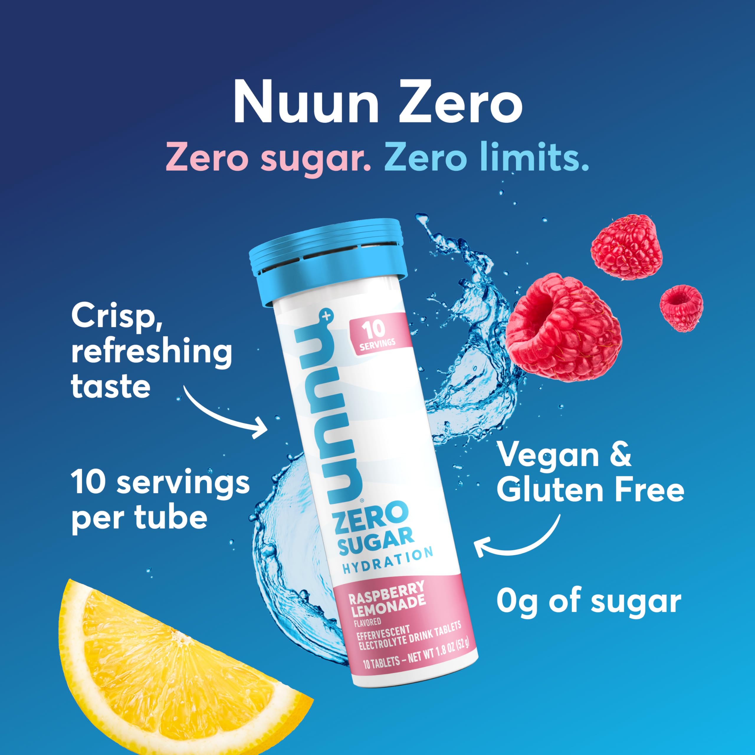 Nuun tableta efervescente de cerca con textura y efervescencia visible