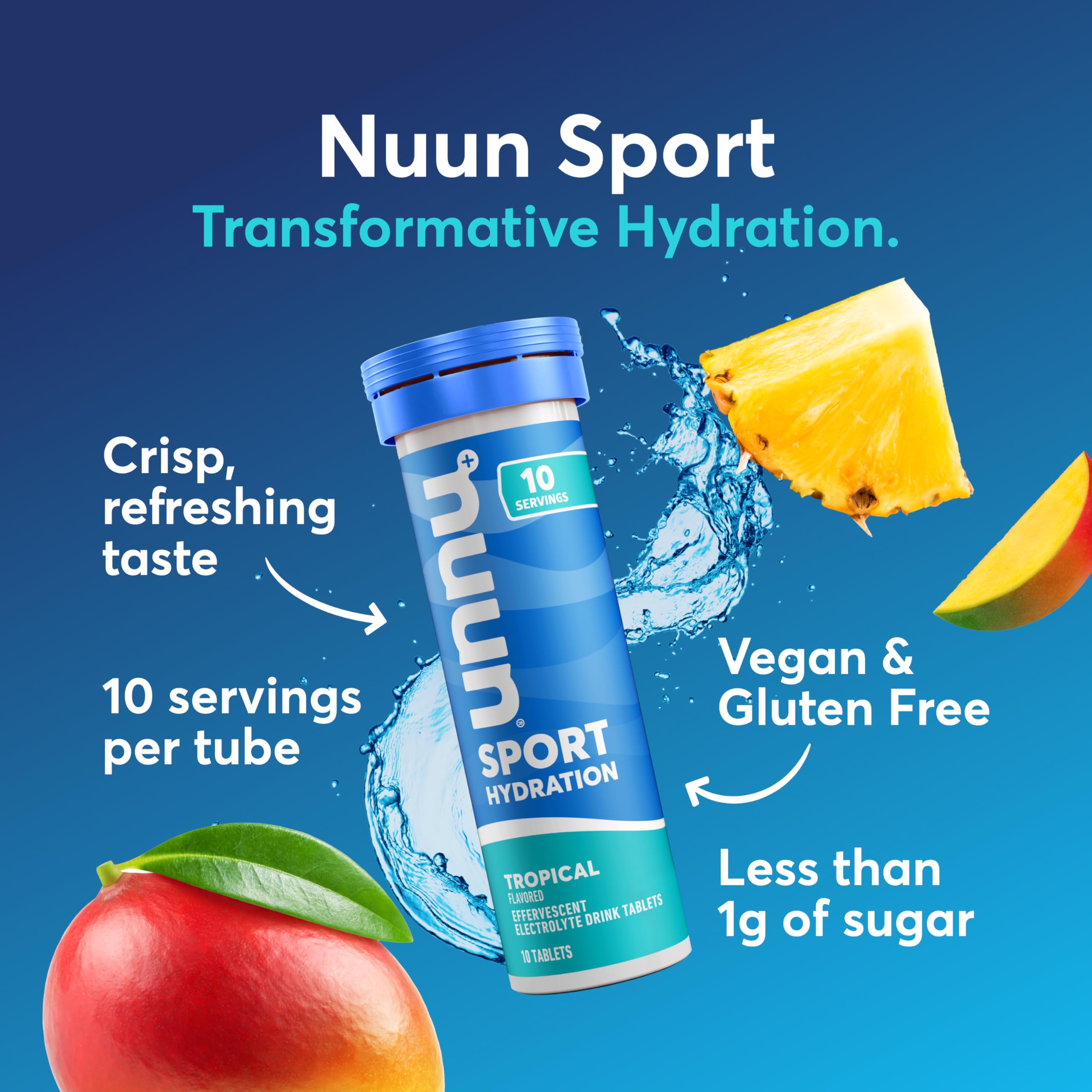 Nuun tableta efervescente detalle textura y disolución rápida