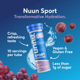 Nuun tableta efervescente disolviéndose, clara visual de textura