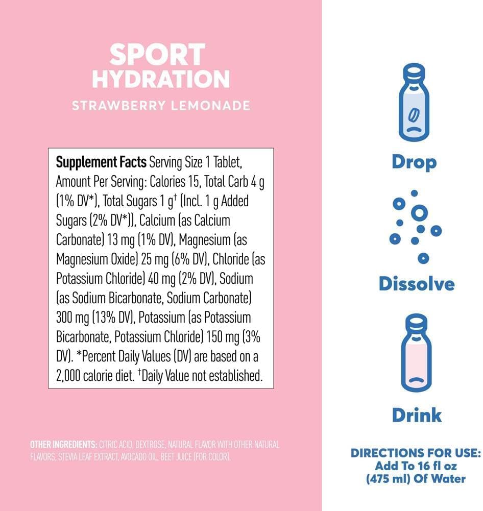 Nuun tableta efervescente disolviéndose en agua para hidratación rápida
