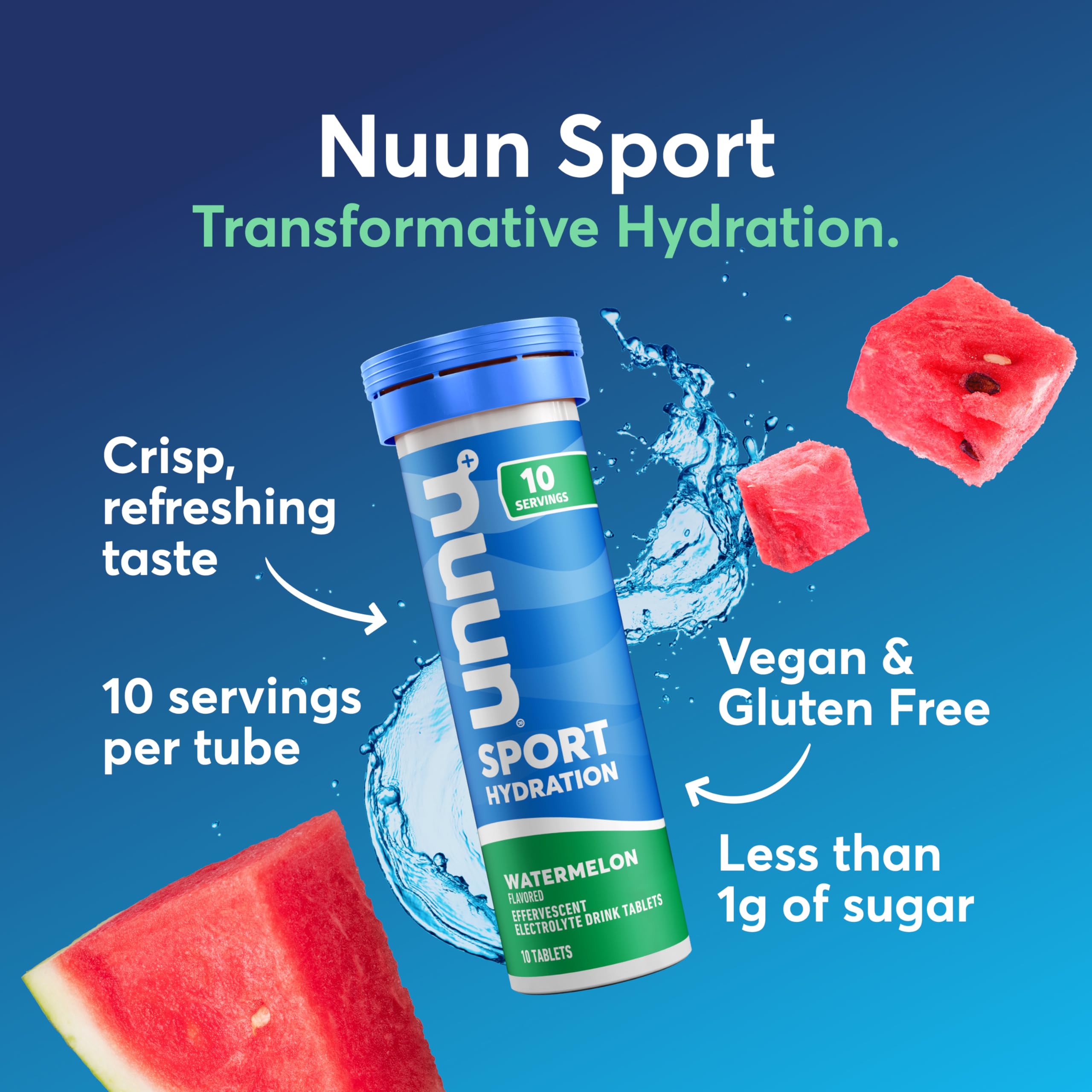 Nuun tableta disolviéndose en agua mostrando efervescencia y rápida mezcla