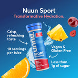 Nuun tableta efervescente disolviéndose para hidratación rápida
