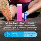 Nuun Tri Berry tube junto a mochila demostrando uso en actividad