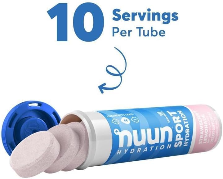 Nuun tubo abierto con etiqueta legible y almacenamiento seguro