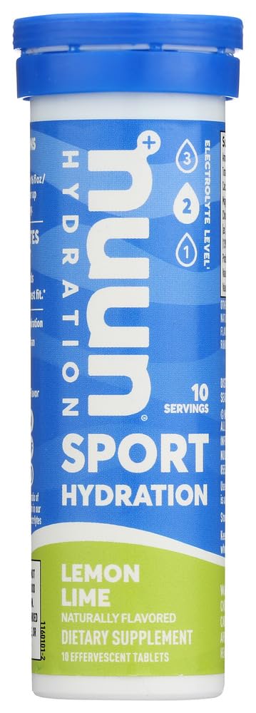 Nuun tubo Limón+Lima mostrando envase y portabilidad para hidratación rápida