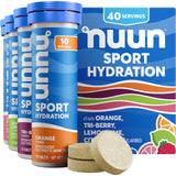 Nuun tubo frente mostrando sabores mixtos y portabilidad