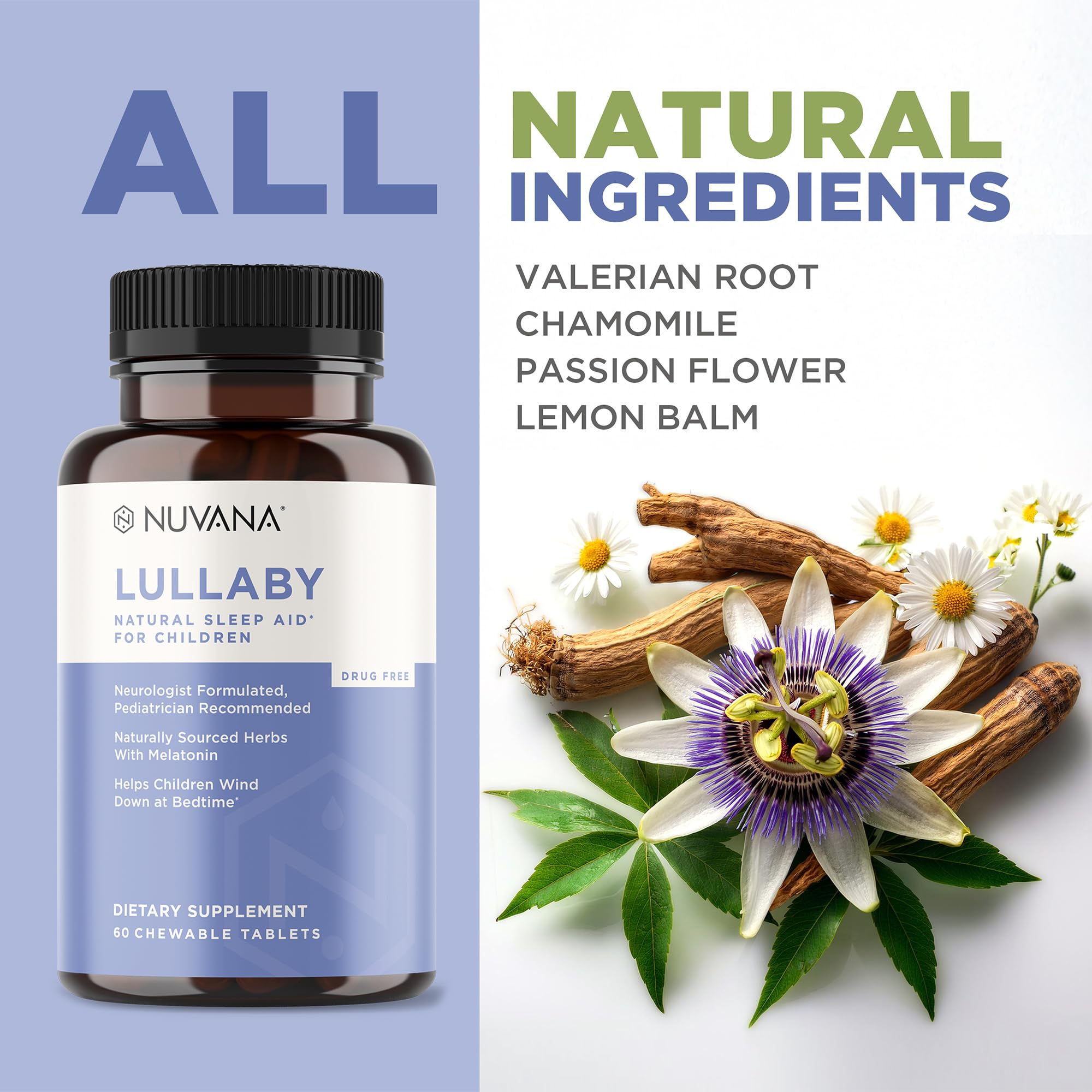 Nuvana Lullaby etiqueta ingredientes en primer plano, transparencia y calidad