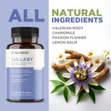 Nuvana Lullaby etiqueta ingredientes en primer plano, transparencia y calidad