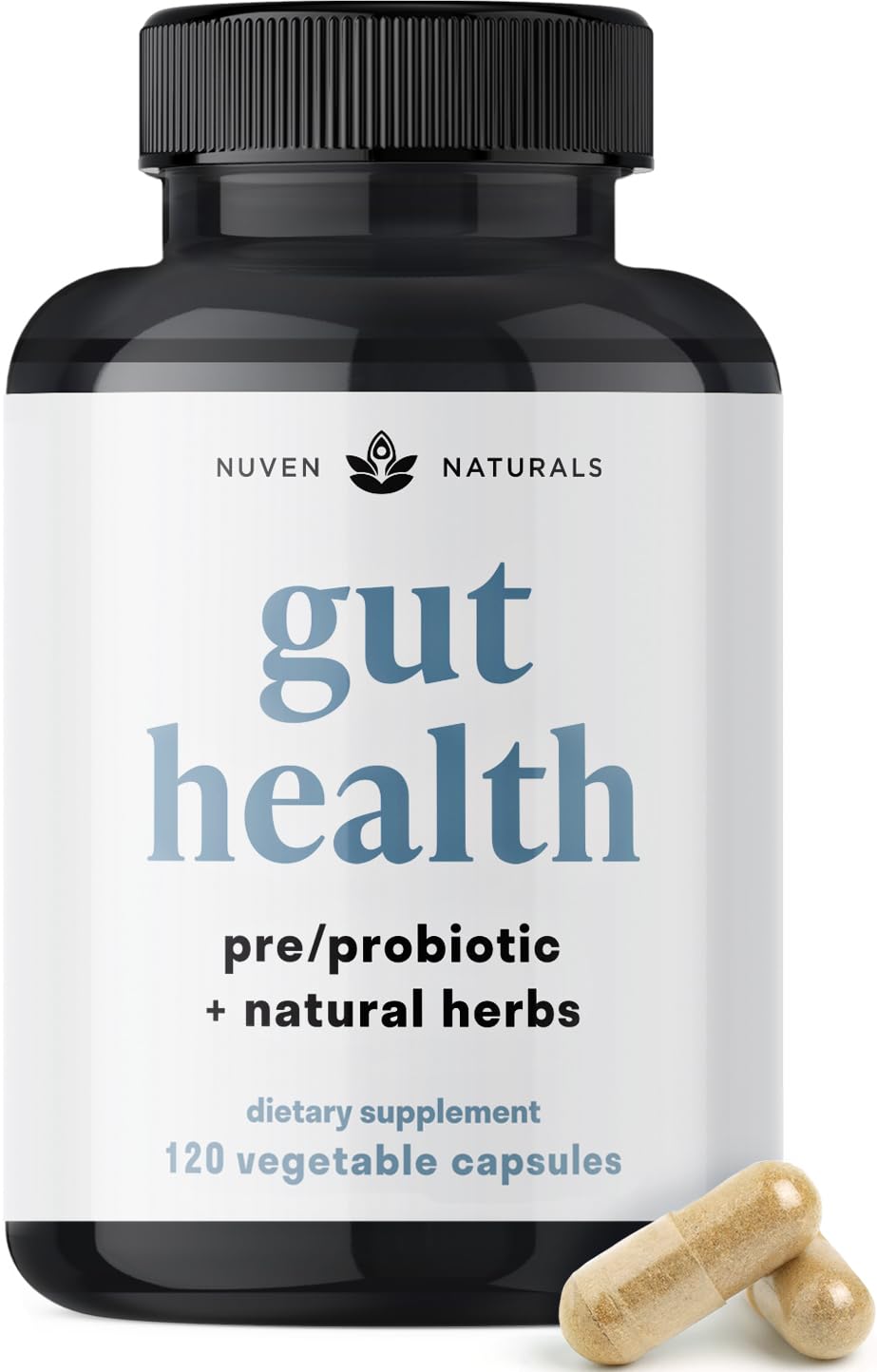 Nuven Naturals frente del envase mostrando la promesa integral de salud intestinal