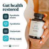 Nuven Naturals ingredientes agrupados: probióticos y prebióticos para equilibrio intestinal