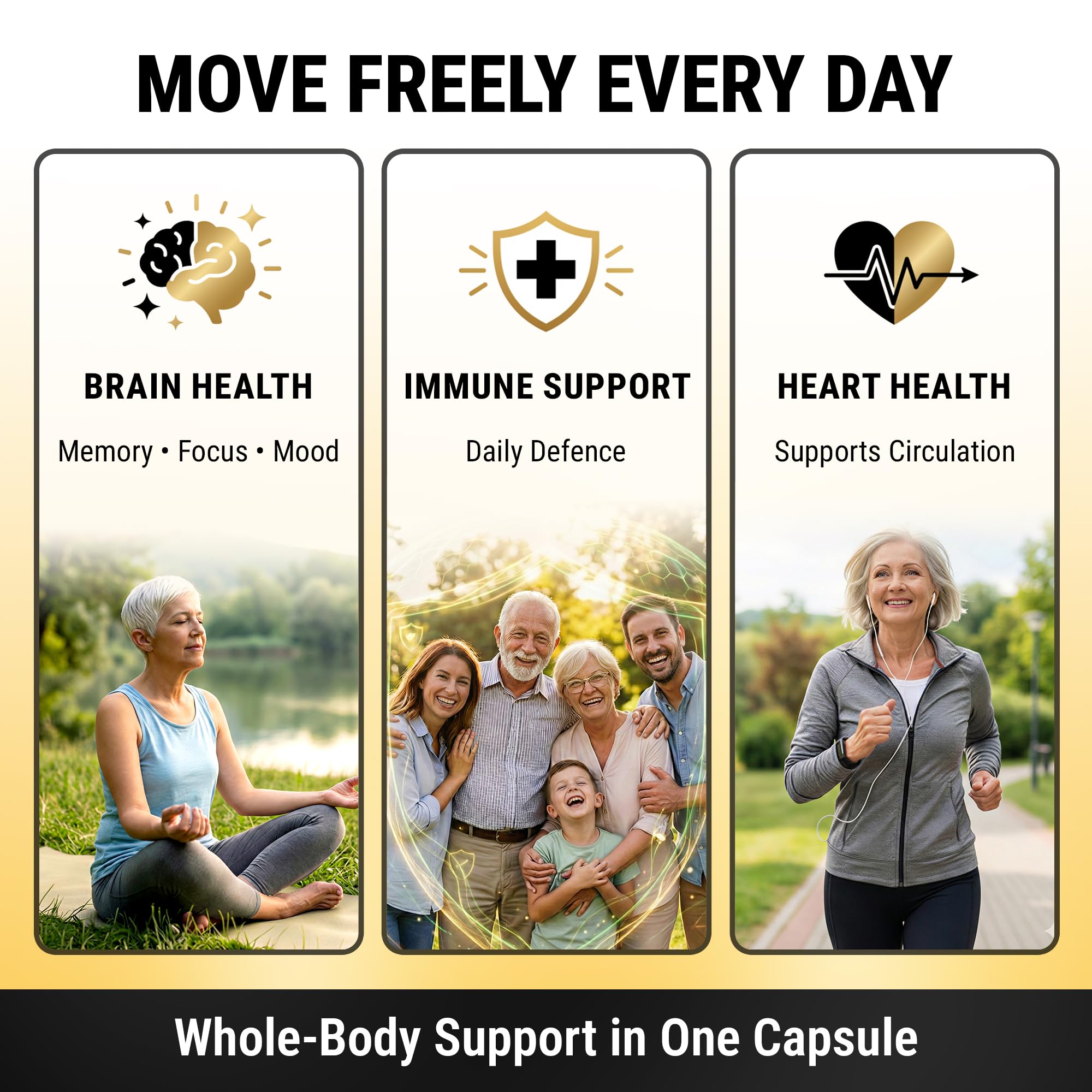 NuVitality cápsulas junto a regla para comparar tamaño y dosificación