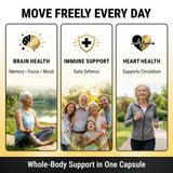 NuVitality cápsulas junto a regla para comparar tamaño y dosificación
