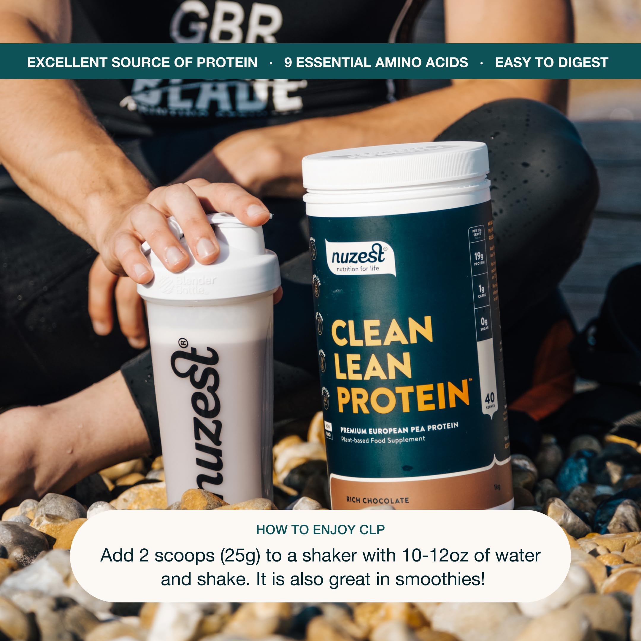 Nuzest comparación de tamaño del envase para evaluar cantidad de servicios