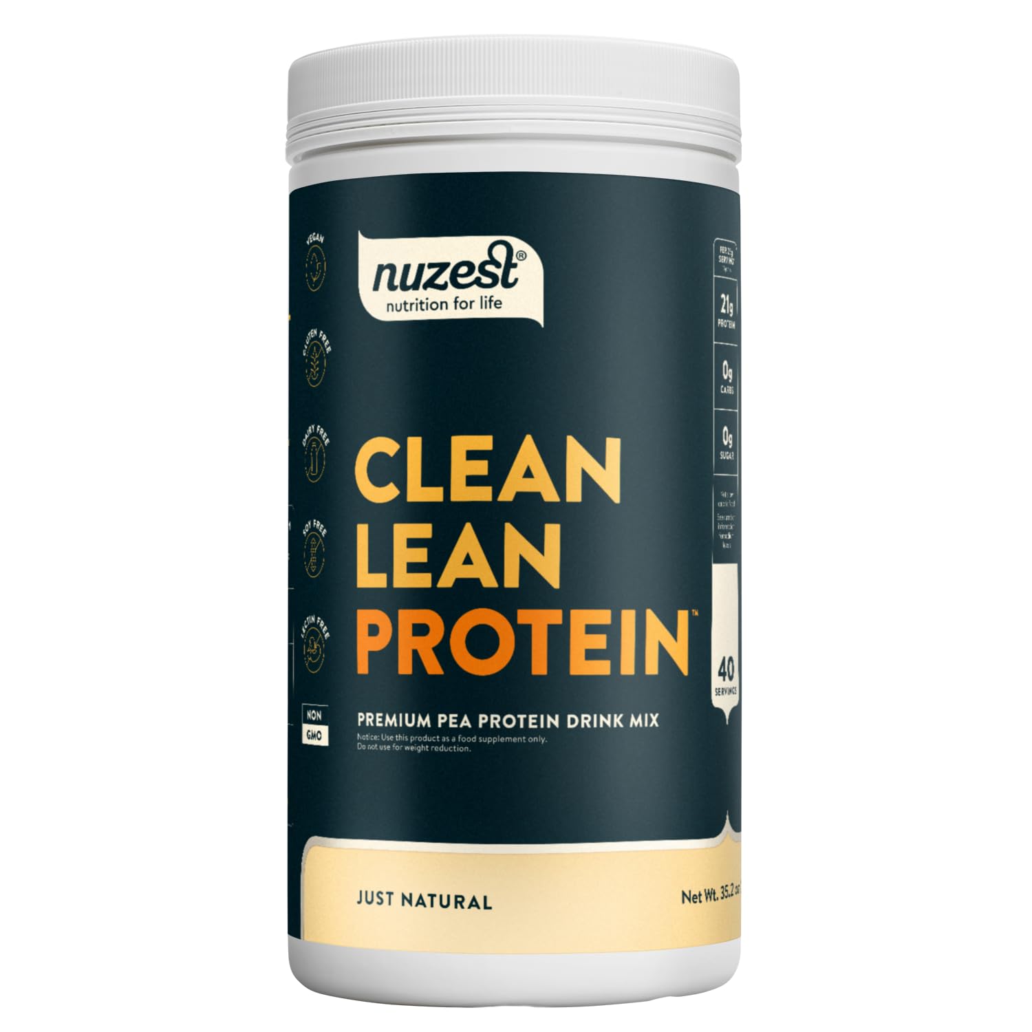 Nuzest frasco frontal mostrando el envase y claridad de ingredientes