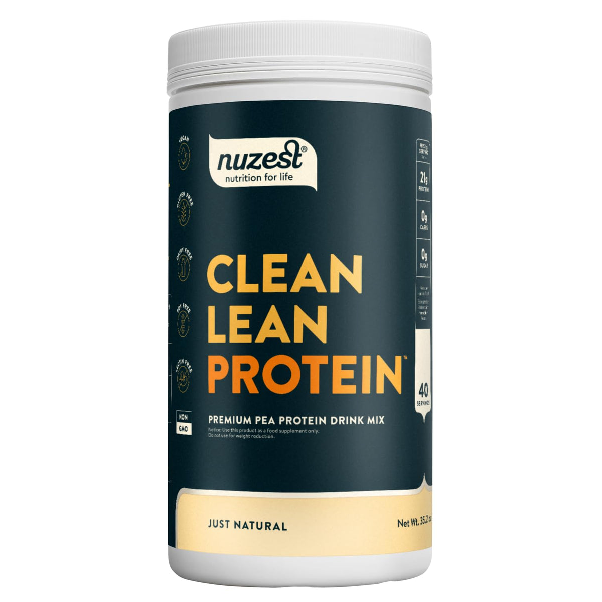Nuzest frasco frontal mostrando el envase y claridad de ingredientes