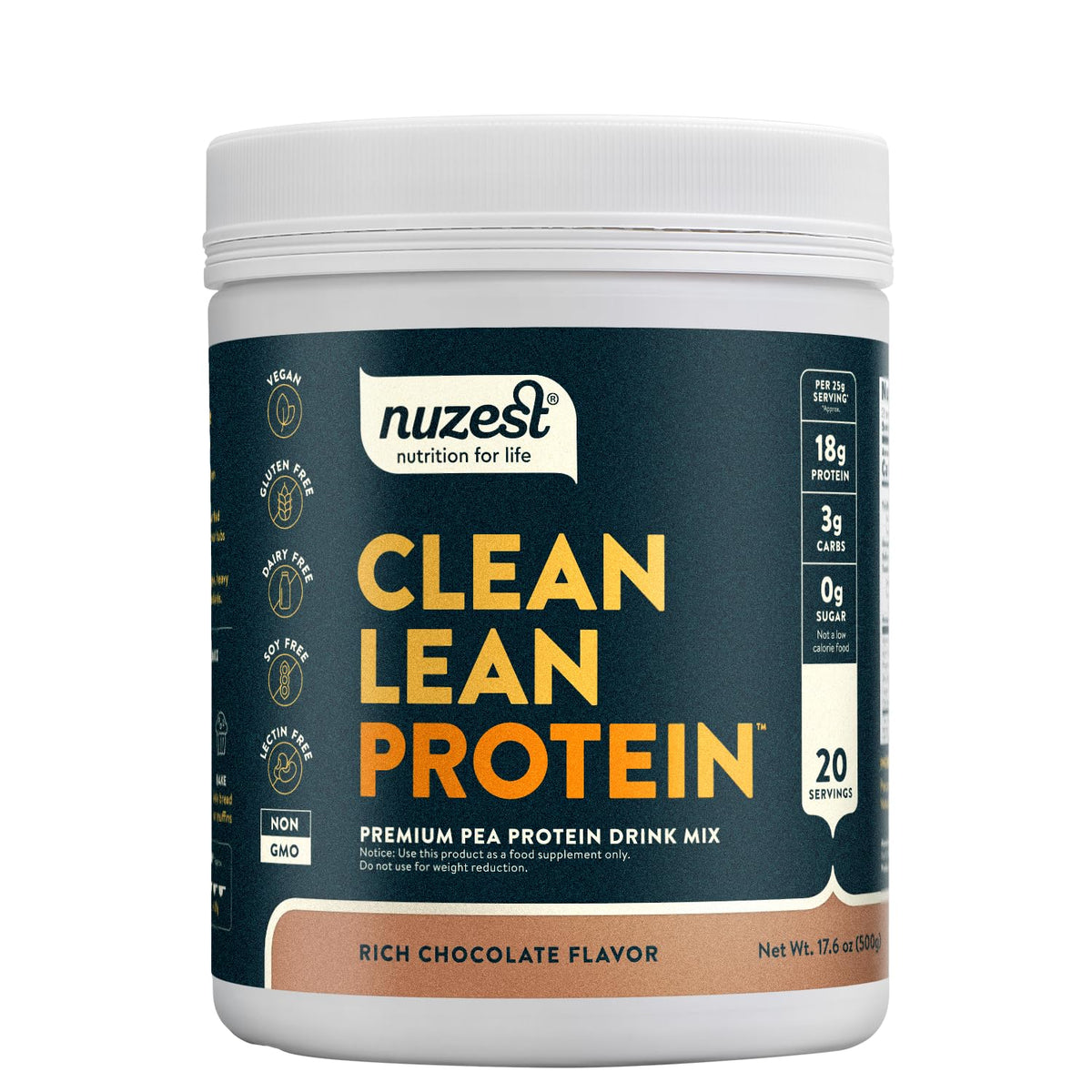 Nuzest envase frontal mostrando diseño y facilidad de uso