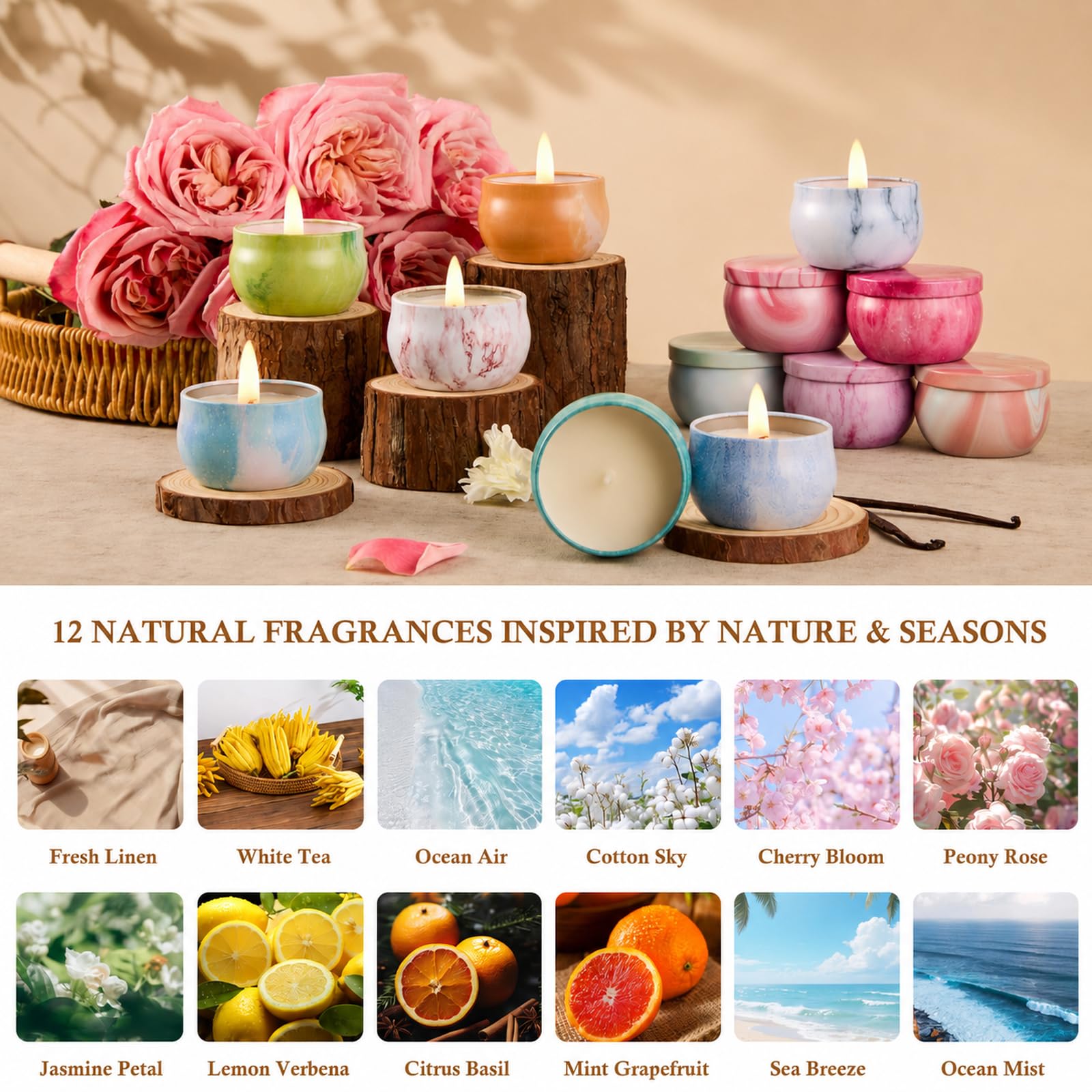 NVGCX latas coloridas exhibidas que facilitan elegir aroma