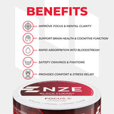 Imagen de ingredientes NZE Alpha GPC L‑Tyrosine L‑Theanine en composición