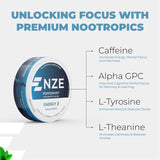NZE pouch primer plano que muestra textura y liberación rápida