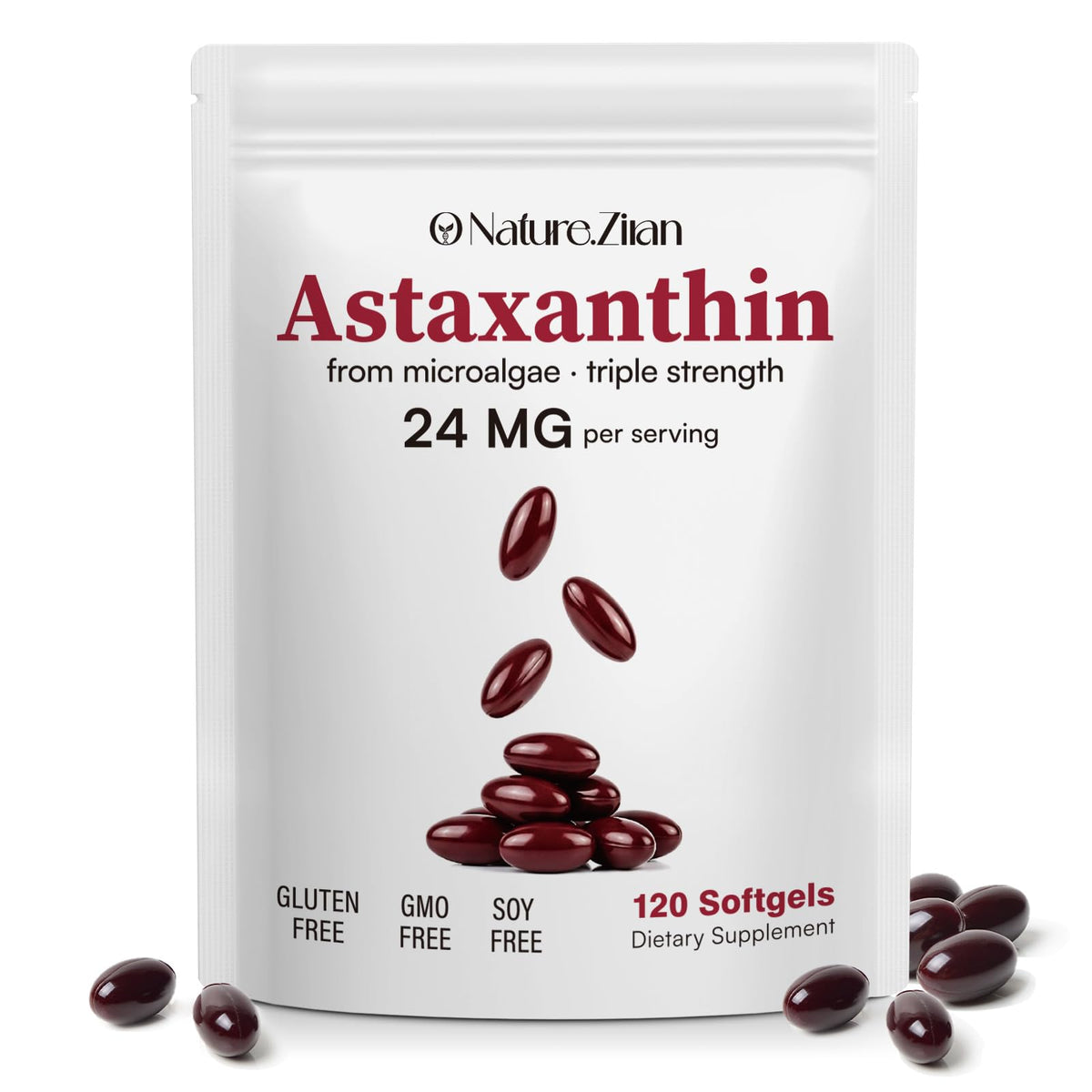 O NATURE . ZIRAN frente del envase mostrando 120 softgels y beneficio antioxidante
