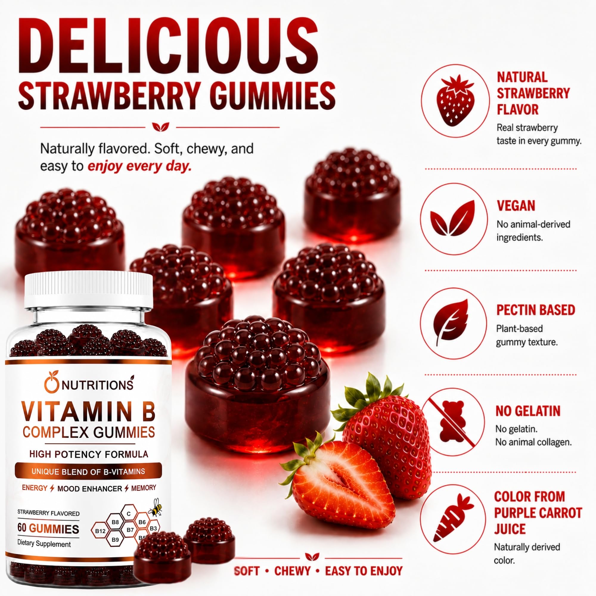 O NUTRITIONS detalle de la etiqueta nutricional y lista de vitaminas