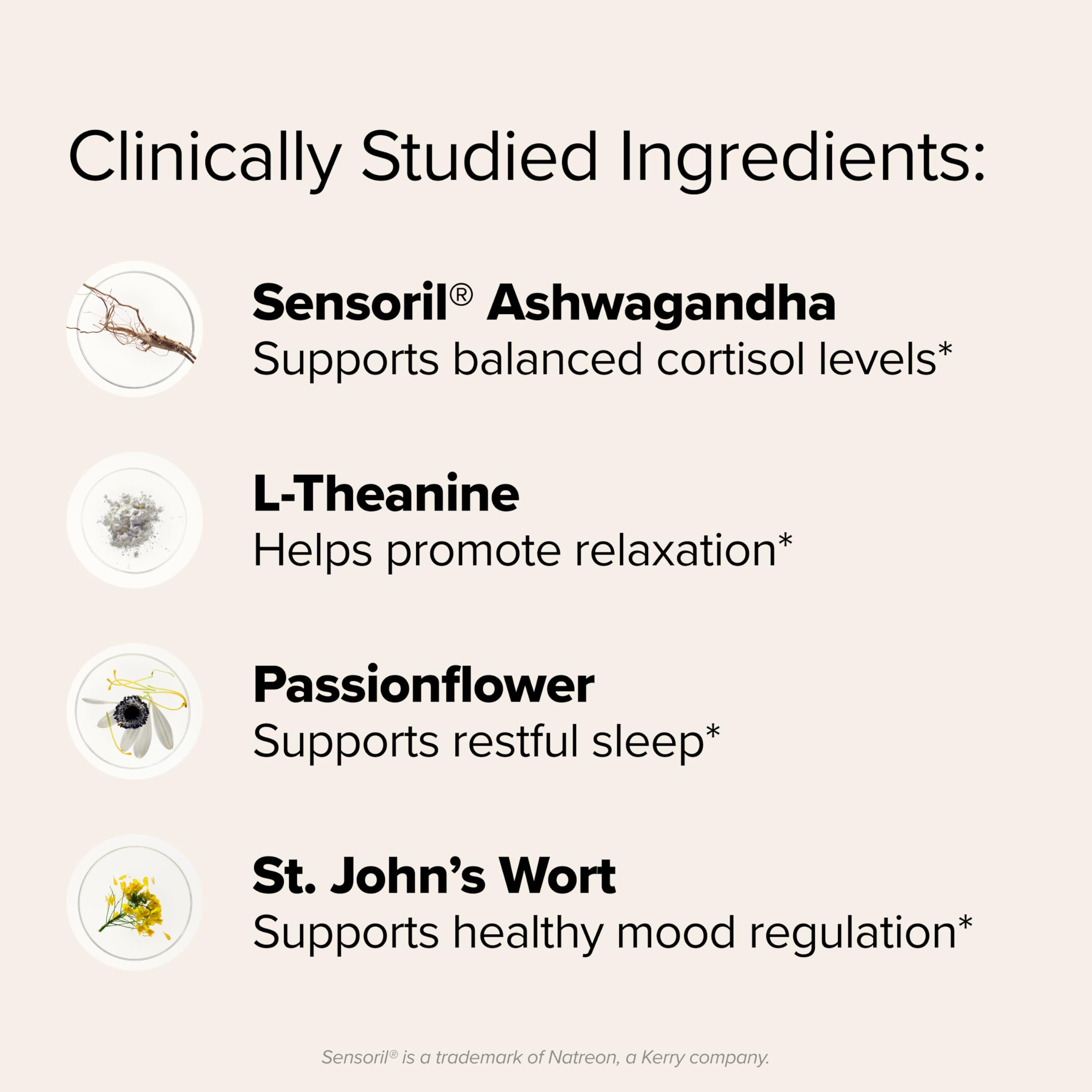 O Positiv FLO ingredientes clave Sensoril ashwagandha L‑theanine St John's Wort
