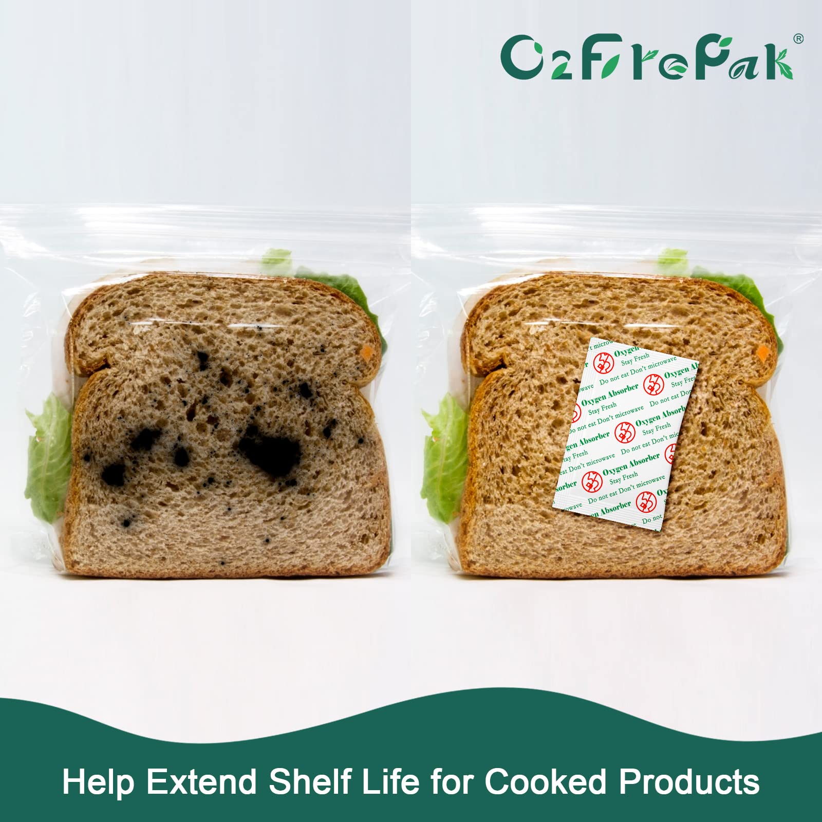 Etiqueta O2frepak con especificaciones y beneficios de absorción comprobada