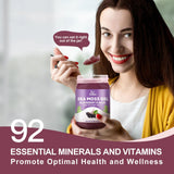 OALSE etiqueta del producto con información visible sobre sea moss y elderberry