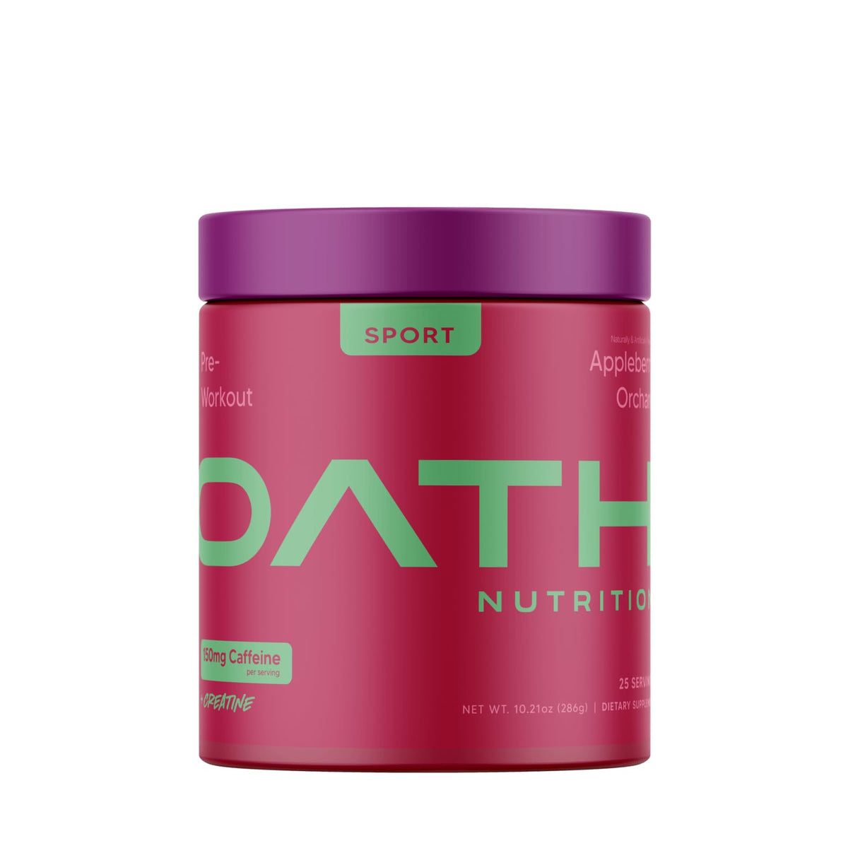 OATH NUTRITION bote frontal sabor Appleberry Orchard mostrando etiqueta clara