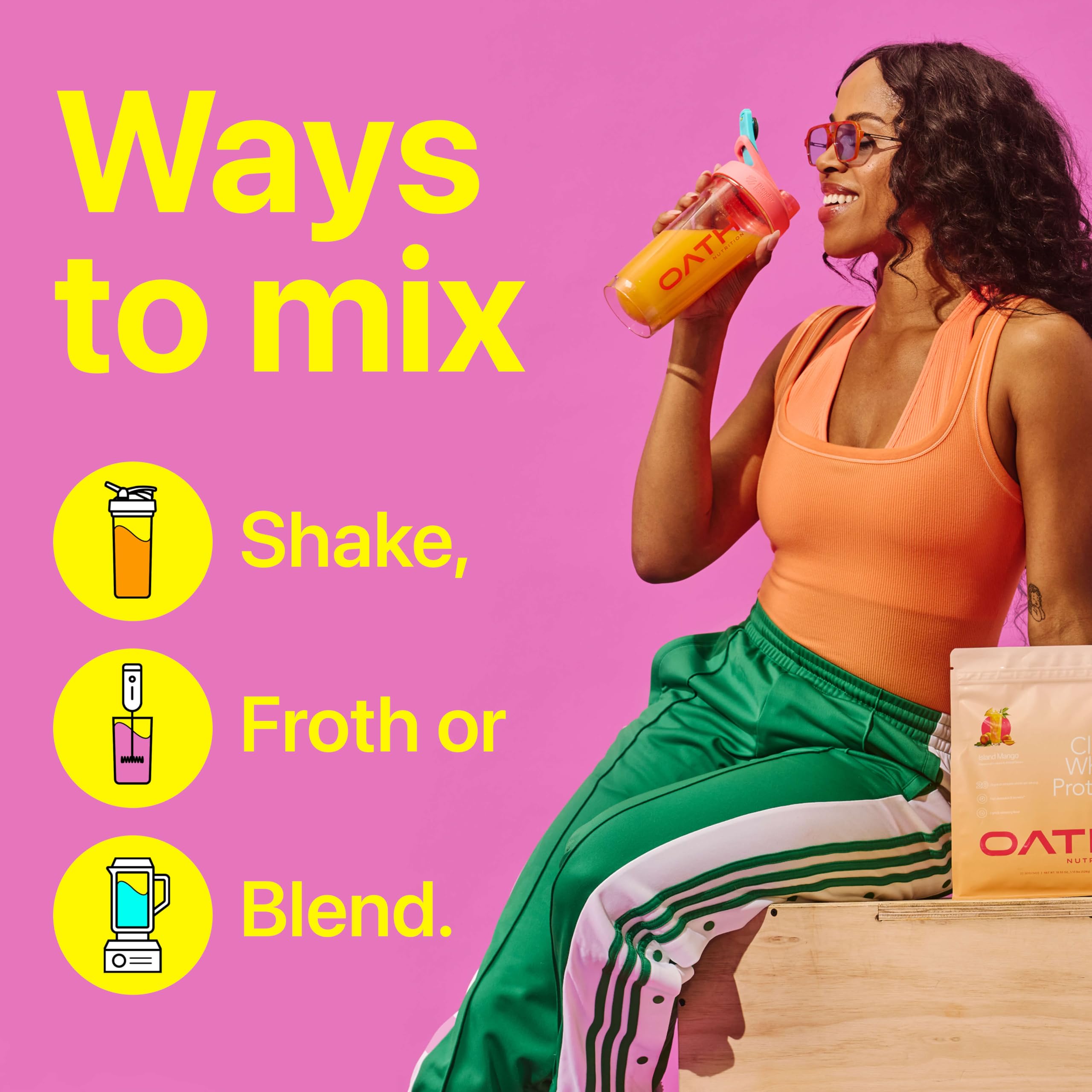 Oath Nutrition bebida preparada en vaso, refrescante y baja en calorías