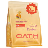 OATH NUTRITION empaque frontal mostrando sabor Sunrise Passion Punch y beneficio refrescante