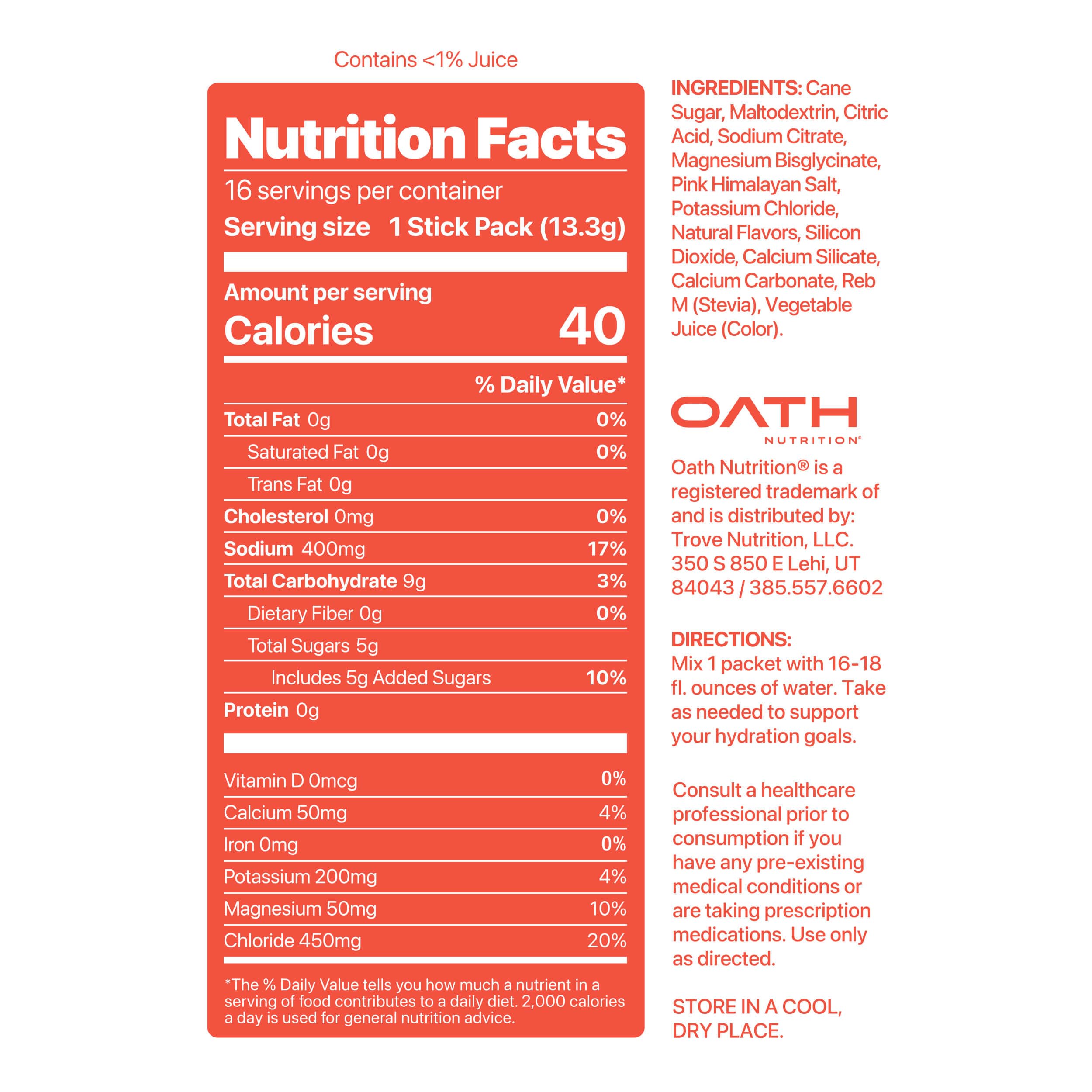 OATH NUTRITION polvo cerca mostrando textura fina y disolución rápida