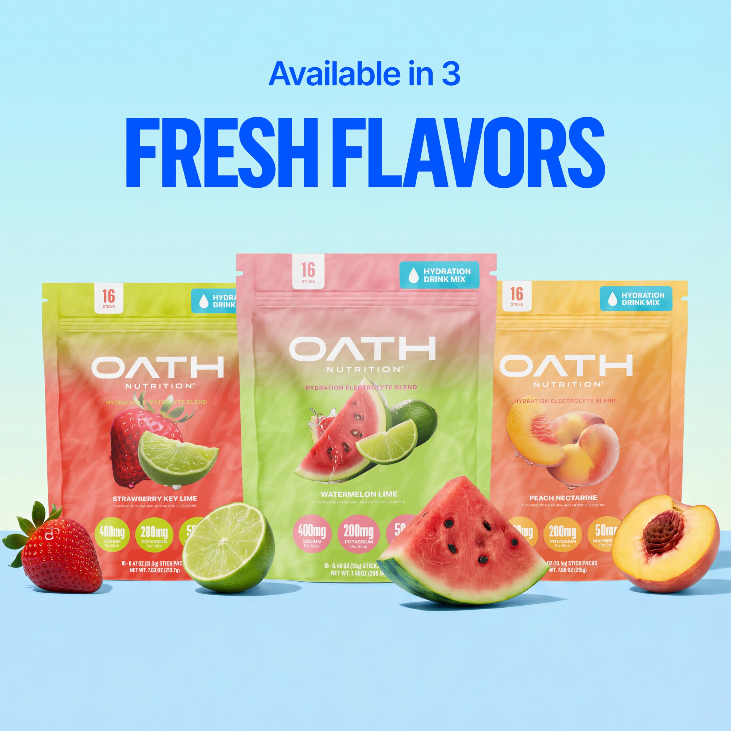 OATH NUTRITION sobre dentro de mochila en entorno de viaje hidratación portátil