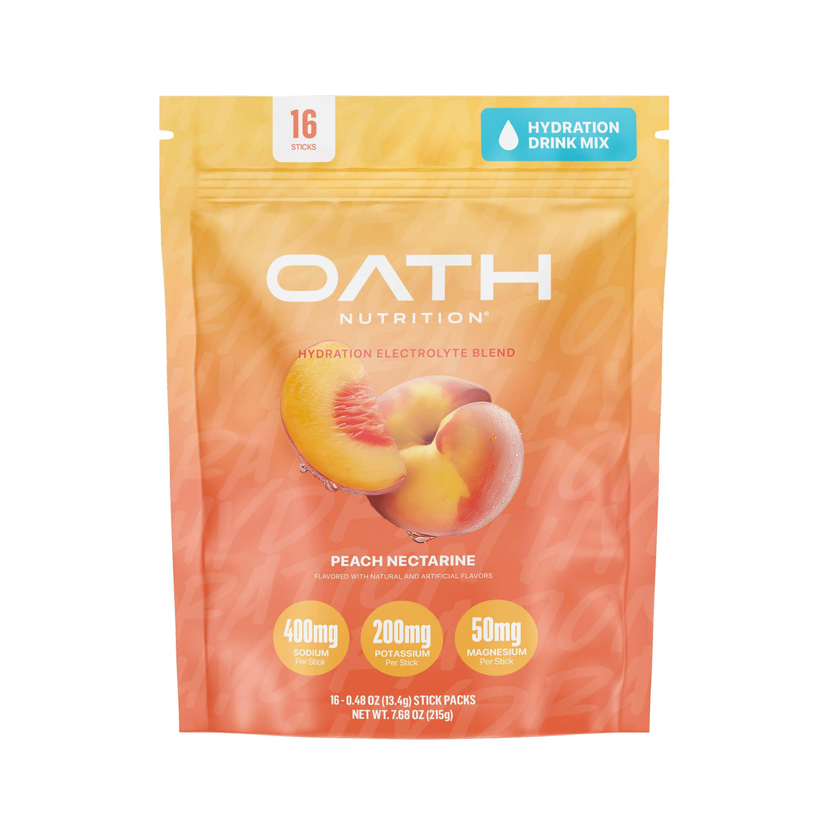 OATH NUTRITION frente del empaque mostrando 16 sobres y beneficio de portabilidad