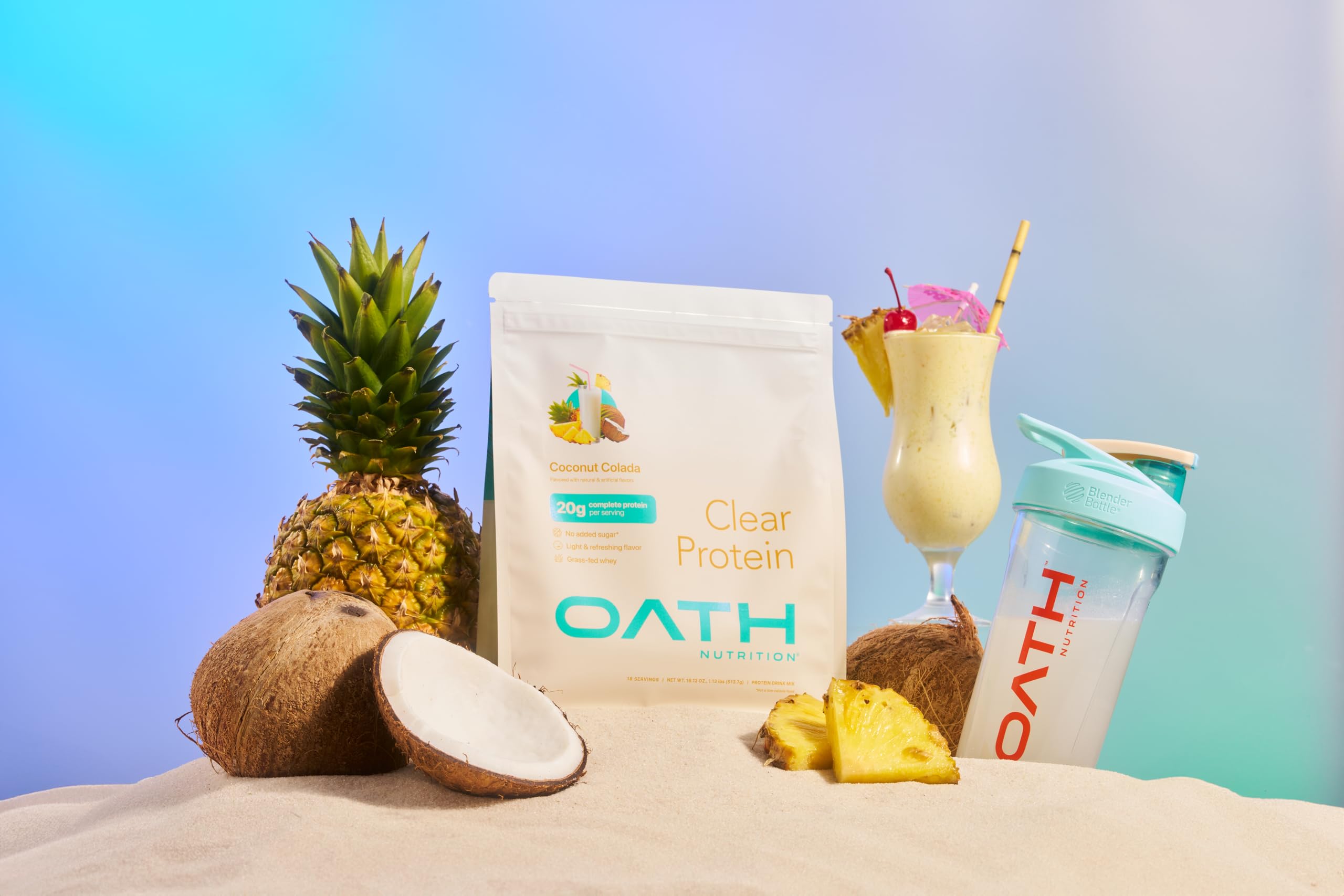 Cucharada medidora con porción Oath Nutrition, 20 g de proteína por servicio