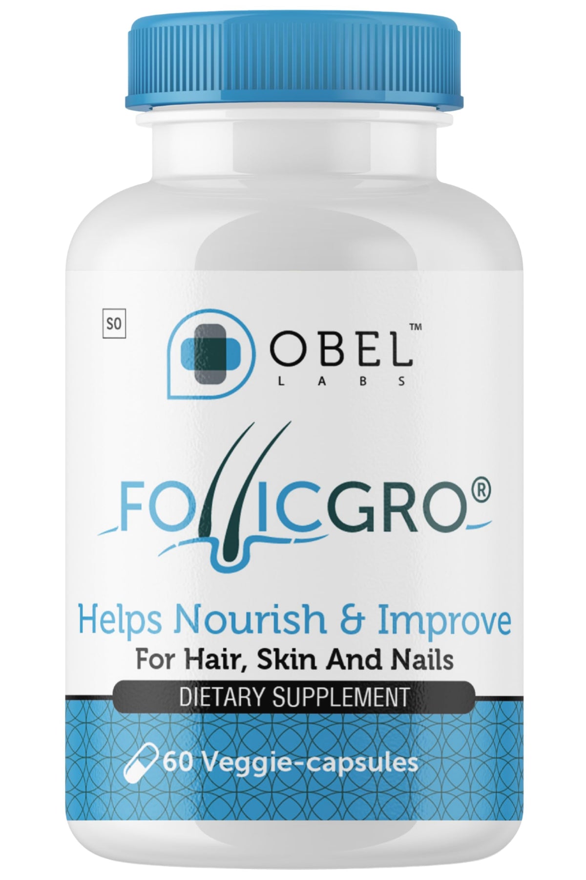 obel Follicgro frasco frontal mostrando etiqueta y beneficio nutritivo