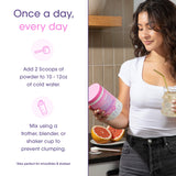 Obvi etiqueta de ingredientes con enfoque en colágeno múltiple y vitamina C