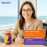 Occotaps gomitas sobre escritorio con portátil, apoyo a rutinas digitales