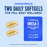 Oceanblue frasco abierto con cápsulas visibles para conveniencia diaria