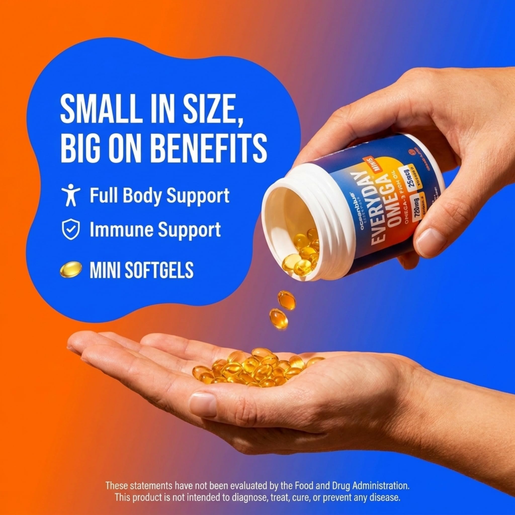 Oceanblue cápsula junto a etiqueta de ingredientes destacando vitamina D3