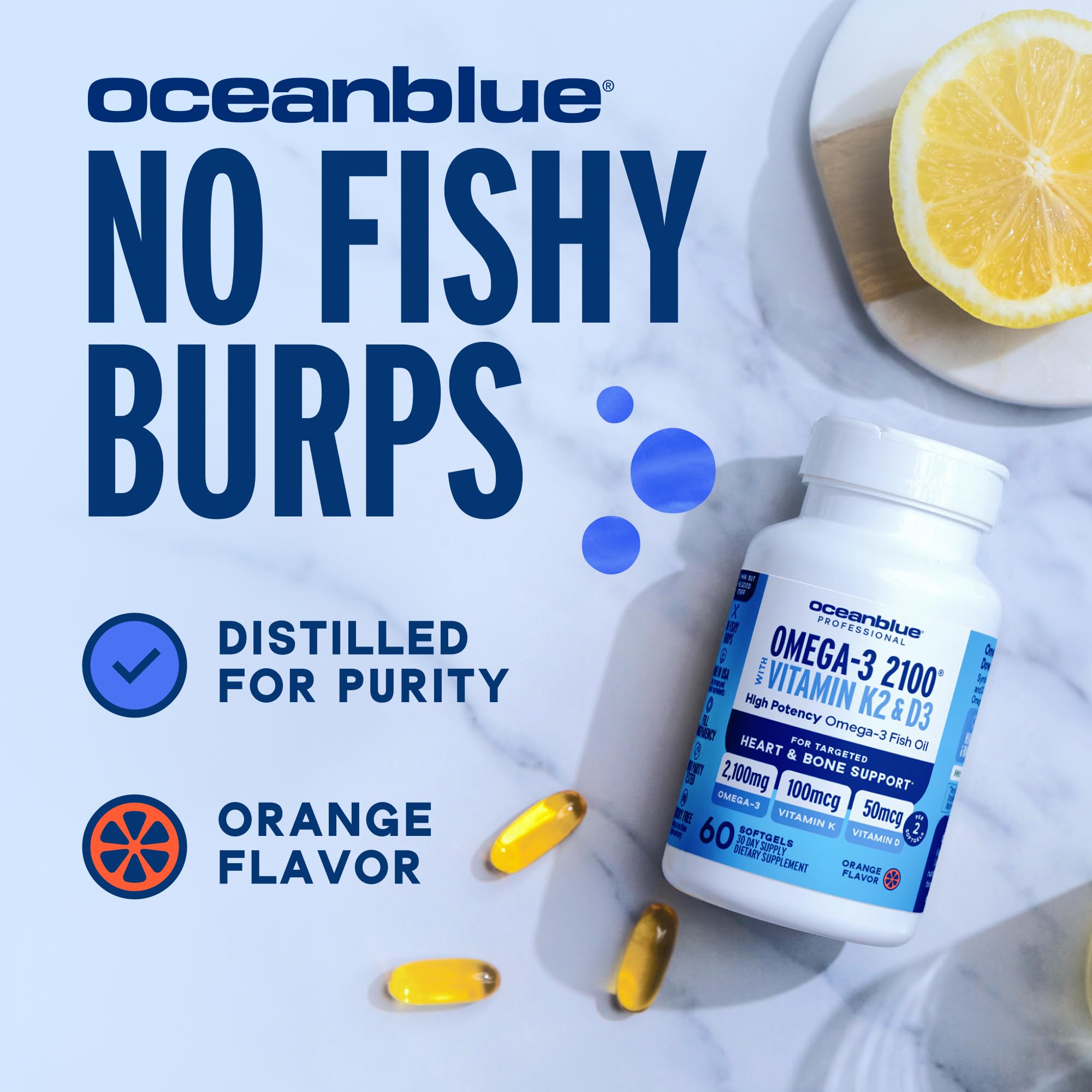 Oceanblue cápsulas abiertas exponiendo el aceite para comprobar calidad